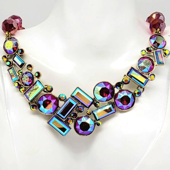 Heidi Daus Red Aurora Borealis Swarovski Crystal Statement Necklace ONLY - Picture 4 of 8